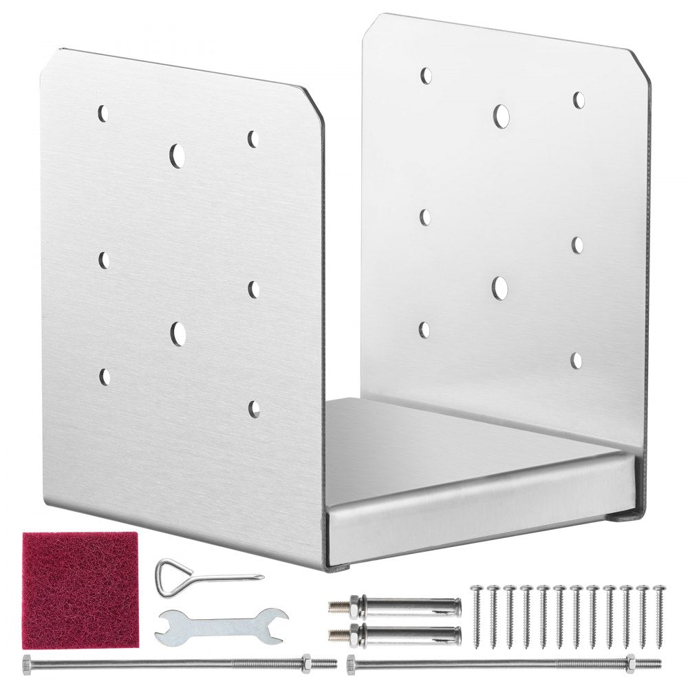 VEVOR 6"x 6" Post Base, 1Pcs Stainless Steel Adjustable Post Anchor Bracket(Internal 5.9 x 5.5"), Adjustable Post Base for Pavilion Deck Porch Handrail Railing Support Decorative Anchor Plate