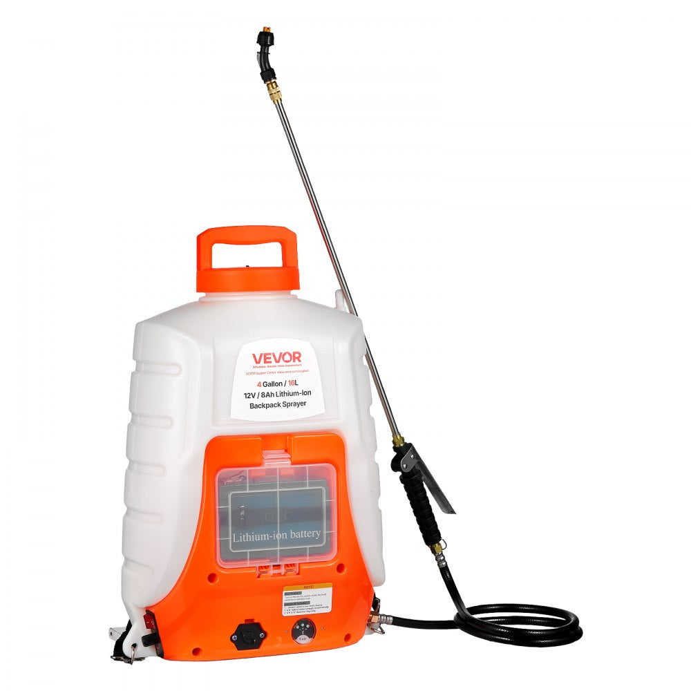 VEVOR Battery Powered Backpack Sprayer, 4 Gallons Electric Lawn Sprayer with 8 Nozzles & 2 Telescopic Wands, 90PSI Adjustable Pressure, 4-6 Hour Runtime, Yard Sprayers for Lawn and Garden