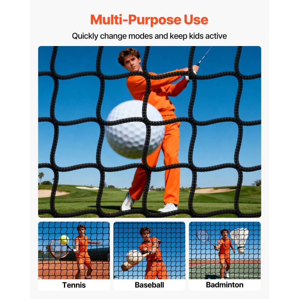 VEVOR Golf Batting Cage, 10 x 10 x 10 FT Golf Cage, Driving Hitting Cages with 3-Ply Knotless Polyester, Golfs Target & 9-Hole Baseball Target, Golfs Hitting Net for Indoor, Outdoor, Backyard