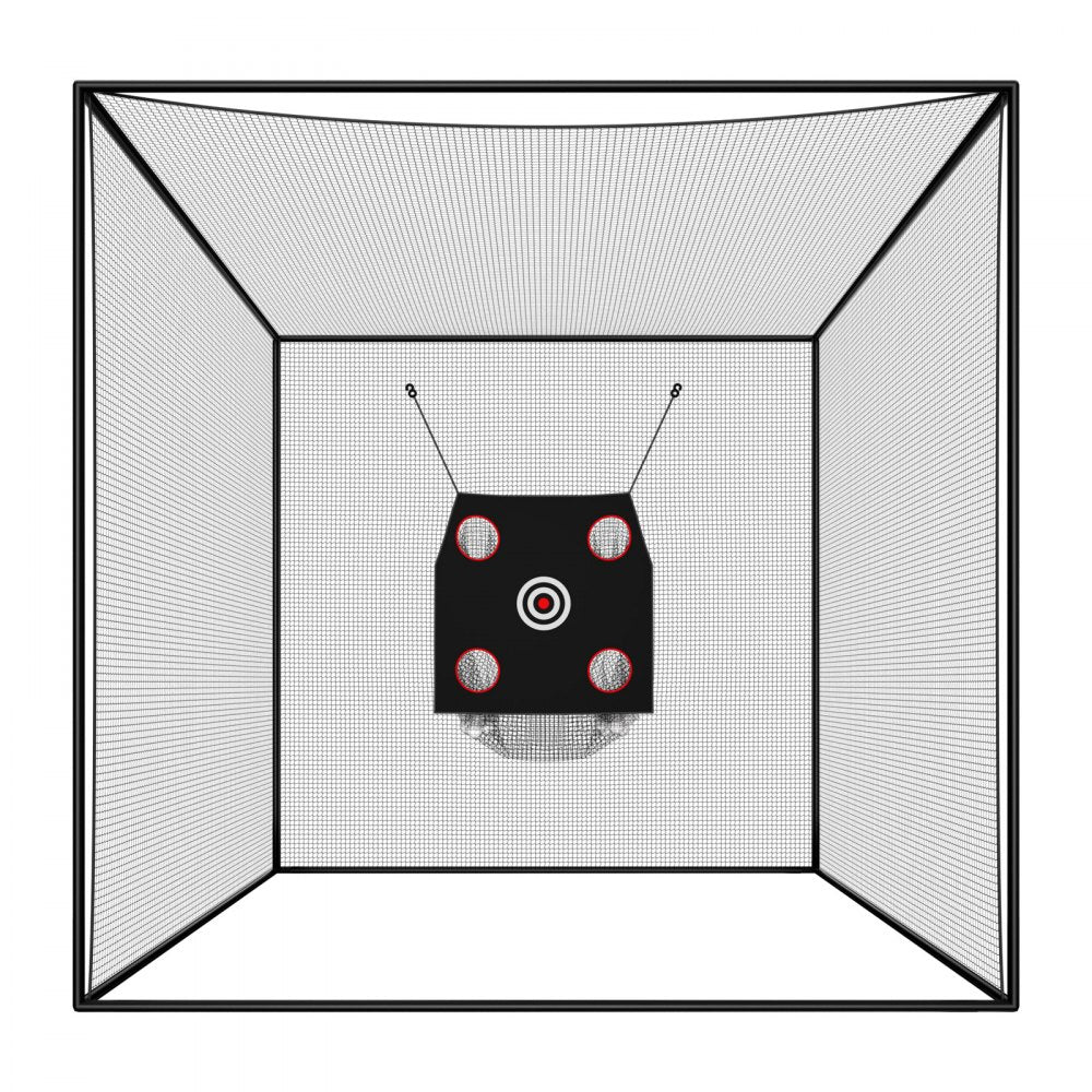 VEVOR Golf Batting Cage, 10 x 10 x 10 FT Golf Cage, Driving Hitting Cages with 3-Ply Knotless Polyester, Golfs Target & 9-Hole Baseball Target, Golfs Hitting Net for Indoor, Outdoor, Backyard