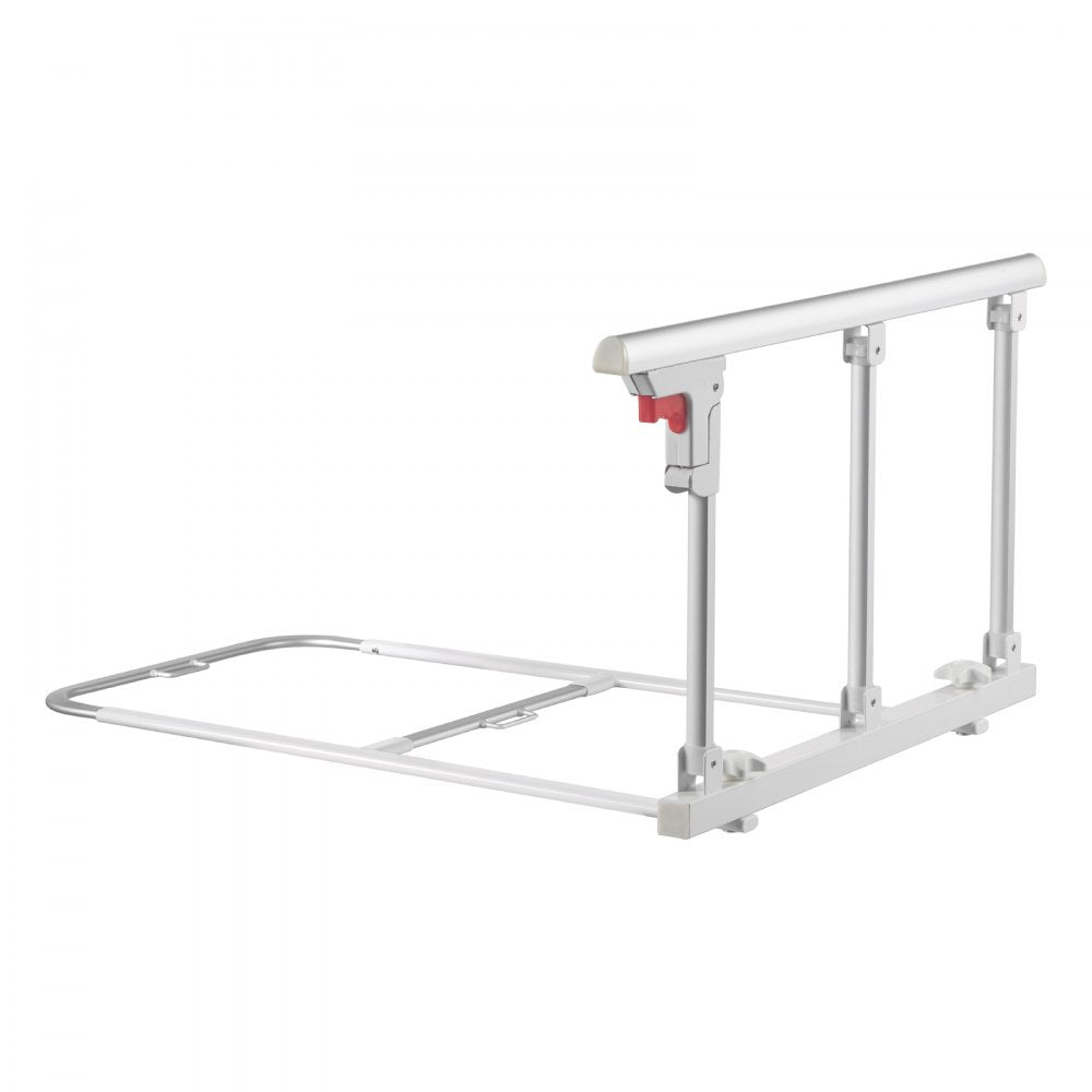VEVOR Foldable Bed Rail for Elderly, 28 in Bedside Assist Rail with Fixing Strap, Adjustable Height Pipe Bedside Cane, High-Strength Metal Senior Bed Bar, Hand Guard Grab Fits King, Queen, Full, Twin