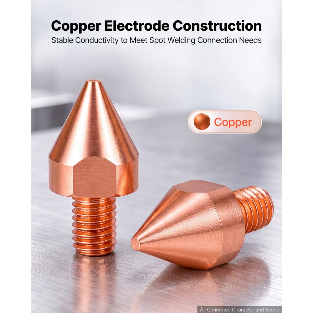 VEVOR Replacement Electrode Tips for DN-100E Spot Welder Machine, High-Conductivity Copper, Concentrated Conical Spot Welding, for Sheet Metal Welding and Versatile Metalworking Projects