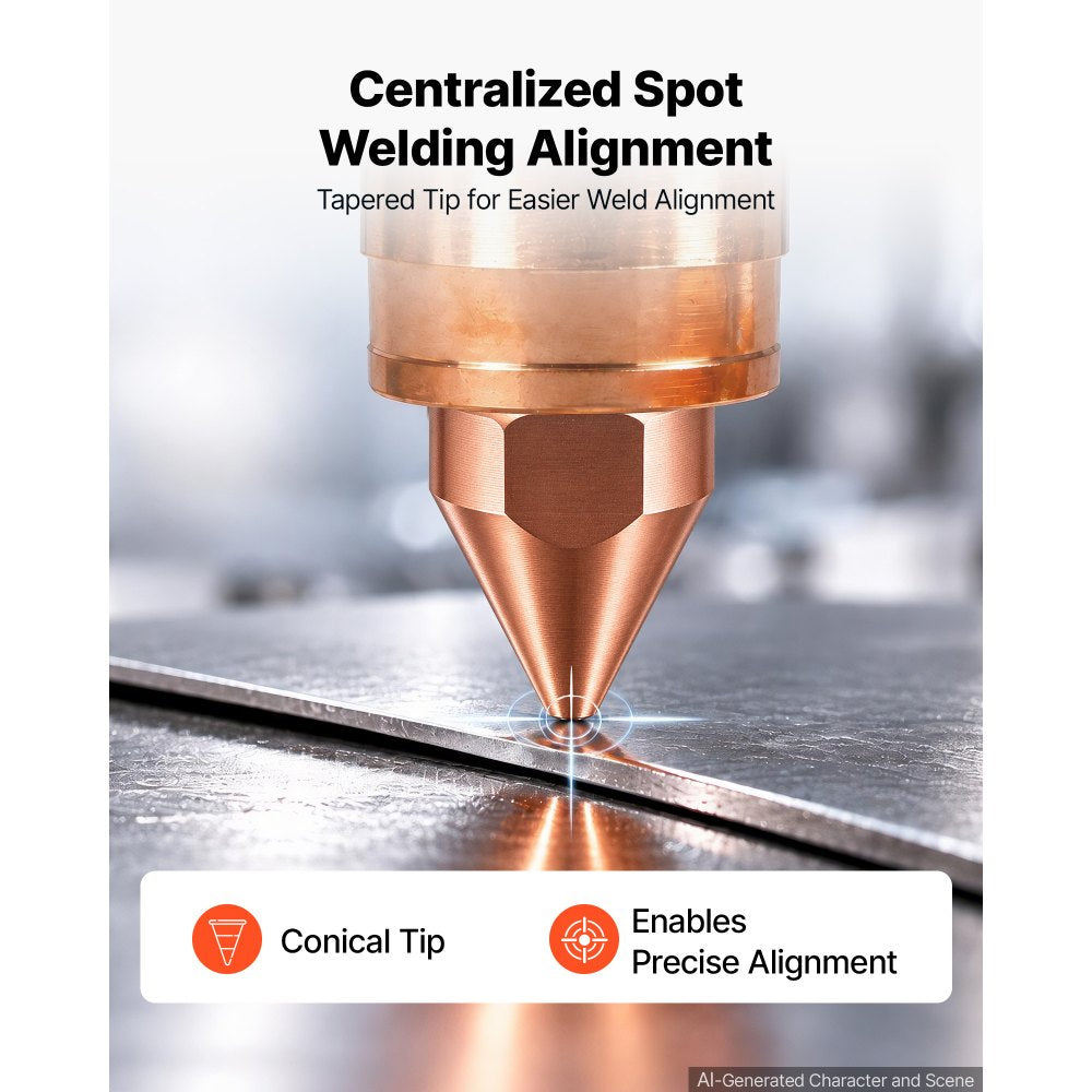 VEVOR Replacement Electrode Tips for DN-100E Spot Welder Machine, High-Conductivity Copper, Concentrated Conical Spot Welding, for Sheet Metal Welding and Versatile Metalworking Projects