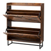 VEVOR Shoe Cabinet with 2 Flip Drawers, Farmhouse Shoes Storage Cabinet with Metal Legs and Anti-Tipping Device, Freestanding Shoe Organizer Ideal for Entryway, Hallway, Bedroom, Living Room, Brown