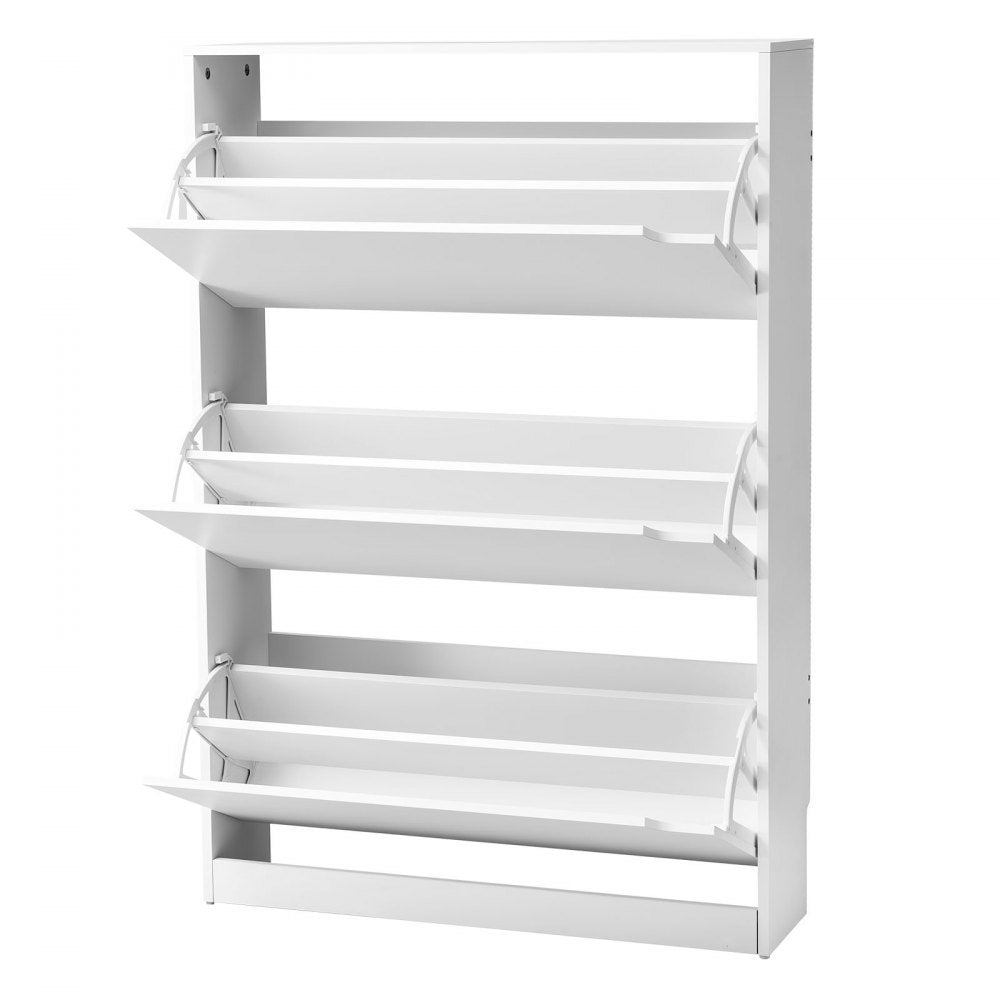 VEVOR Shoe Cabinet with 3 Flip Drawers, Modern Shoes Storage Cabinet with Anti-Tipping Device, Freestanding Shoe Rack Organizer, Ideal for Entryway, Hallway, Bedroom, Living Room, Closet, White