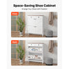 VEVOR Shoe Cabinet with 2 Flip Drawers, Farmhouse Shoes Storage Cabinet with 2 Drawers and Anti-Tipping Device, Freestanding Shoe Organizer Ideal for Entryway, Hallway, Bedroom, Living Room, White