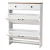 VEVOR Shoe Cabinet with 2 Flip Drawers, Farmhouse Shoes Storage Cabinet with 2 Drawers and Anti-Tipping Device, Freestanding Shoe Organizer Ideal for Entryway, Hallway, Bedroom, Living Room, White