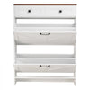 VEVOR Shoe Cabinet with 2 Flip Drawers, Farmhouse Shoes Storage Cabinet with 2 Drawers and Anti-Tipping Device, Freestanding Shoe Organizer Ideal for Entryway, Hallway, Bedroom, Living Room, White