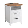 VEVOR Farmhouse Nightstands, with Charging Station, Set of 2, End Tables with 2 Drawers and Open Shelf, Bedside Storage Cabinets, Rustic Side Tables with USB Port, for Bedroom, Living Room, White
