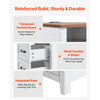 VEVOR Farmhouse Nightstand, with Charging Station, End Table with 2 Drawers and Open Shelf, Bedside Storage Cabinet, Rustic Side Table with USB Port and AC Outlets, for Bedroom, Living Room, White