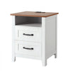 VEVOR Farmhouse Nightstand, with Charging Station, End Table with 2 Drawers and Open Shelf, Bedside Storage Cabinet, Rustic Side Table with USB Port and AC Outlets, for Bedroom, Living Room, White