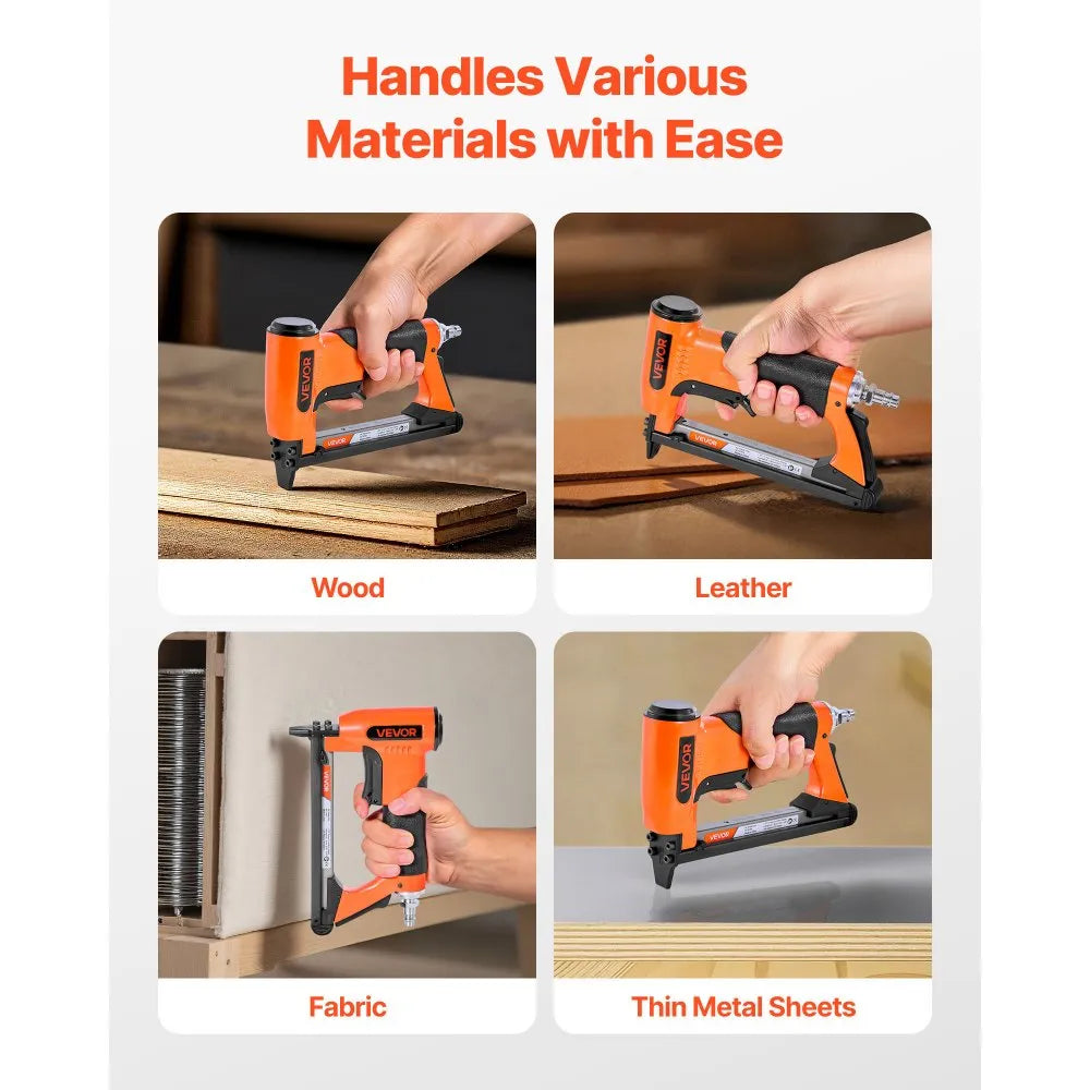 VEVOR Pneumatic Staple Gun, 20 Gauge Air Upholstery Stapler for 50 Series Fine Wire Staples 1/2" Crown 1/4"-5/8" Length, Max 110PCS Loading Air Staple Gun for Upholstering, Woodworking, DIY Projects