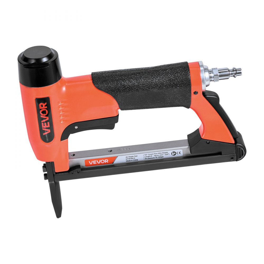 VEVOR Pneumatic Staple Gun, 21 Gauge Long-Nose Upholstery Stapler for 80 Series Fine Wire Staples 1/2-inch Crown 1/4"-5/8" Length, Max 150PCS Loading Air Staple Gun for Upholstering, Woodworking, DIY