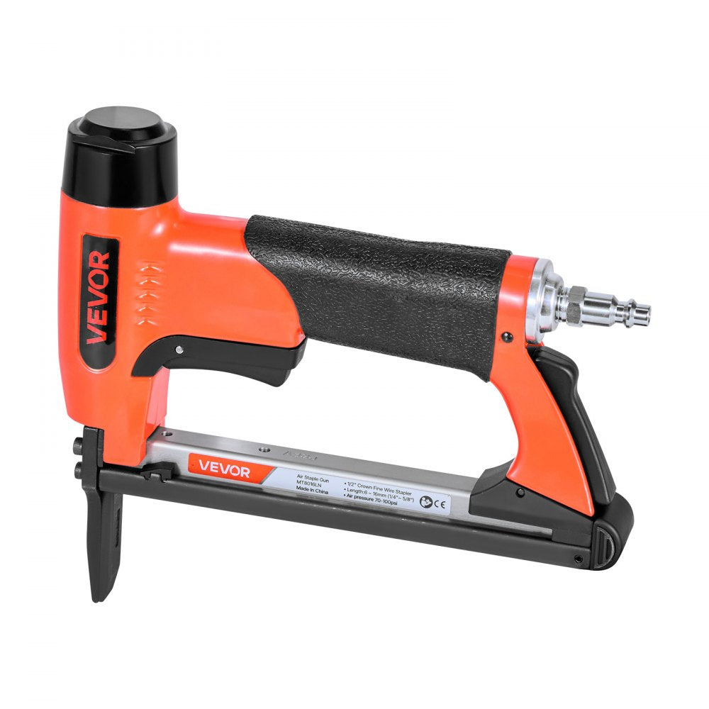 VEVOR Pneumatic Staple Gun, 21 Gauge Long-Nose Upholstery Stapler for 80 Series Fine Wire Staples 1/2-inch Crown 1/4"-5/8" Length, Max 150PCS Loading Air Staple Gun for Upholstering, Woodworking, DIY