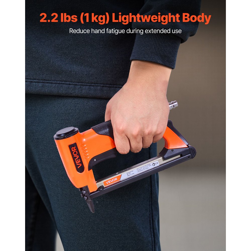 VEVOR Pneumatic Staple Gun, 22 Gauge Air Upholstery Stapler for 71 Series Fine Wire Staples 3/8" Crown 1/4"-5/8" Length, Max 180PCS Loading Air Staple Gun for Upholstering, Woodworking, DIY Projects