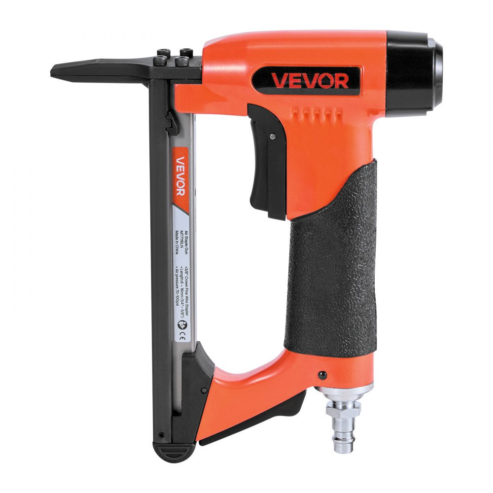 VEVOR Pneumatic Staple Gun, 22 Gauge Long-Nose Upholstery Stapler for 71 Series Fine Wire Staples 3/8-inch Crown 1/4"-5/8" Length, Max 180PCS Loading Air Staple Gun for Upholstering, Woodworking, DIY