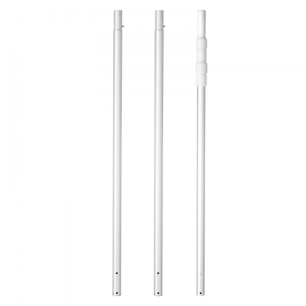 VEVOR Pool Pole, 3.4 to 15 Ft Telescoping Swimming Pool Cleaning Poles, Professional Adjustable Telescopic Pole with 2 Extension Poles, Heavy Duty Cleaner Stick for Skimmer Net, Brush, Vacuum Head
