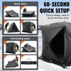 VEVOR Portable Ice Shelter, 3-4 Person Pop-Up Ice Fishing Tent, 35 Square Feet Fishable Area, Ice Shanty for Winter Fishing, Waterproof Oxford Ice Cube with Anchors/Ropes/Carrying Bag, 71"x71", Black