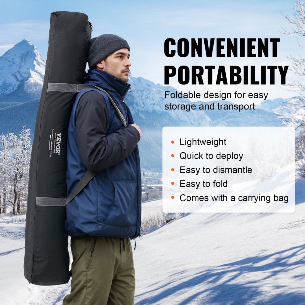 VEVOR Portable Ice Shelter, 3-4 Person Insulated Pop-Up Ice Fishing Tent, 35 Square Feet Fishable Area, Thermal Ice Shanty for Winter Fishing, Ice Cube with Anchors, Ropes, Carrying Bag, 71"x71", Red