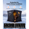 VEVOR Pop Up Ice Fishing Tent 3-4 Person 90 x 90 x 77 in Portable Shelter, for Winter Fishing, 58 sq ft Area, 300D Oxford Fabric Hub-Style Shanty, Ice Cube with Anchors, Ropes, Carrying Bag, Black