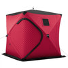 VEVOR Pop Up Ice Fishing Tent 3-4 Person 71 x 71 x 79 in Insulated Shelter, for Winter Fishing, 34 sq ft Area, 600D 4-Layer Fabric, Portable Hub-Style Shanty Cube with Anchors, Ropes, Carry Bag, Red