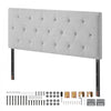 VEVOR Headboard, Full Size Headboard with Adjustable Height, Comfortable Diamond Tufted for Full Size Bed, W 56.3 x H（35.6-47.4）inches, Ideal for Bedroom, Hotel, Homestay, Dormitory, Light Grey