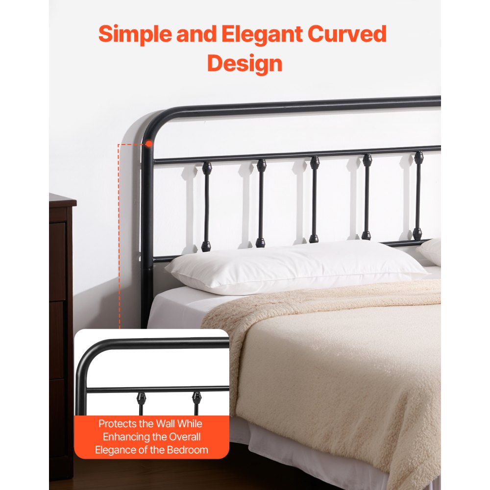VEVOR Metal Headboard, Queen Size Headboard with Adjustable Height, Metal Headboard for Queen Size Bed, W59.65 x H40.55 x D1.5 inches, Ideal for Bedroom, Hotel, Homestay, Dormitory, Black