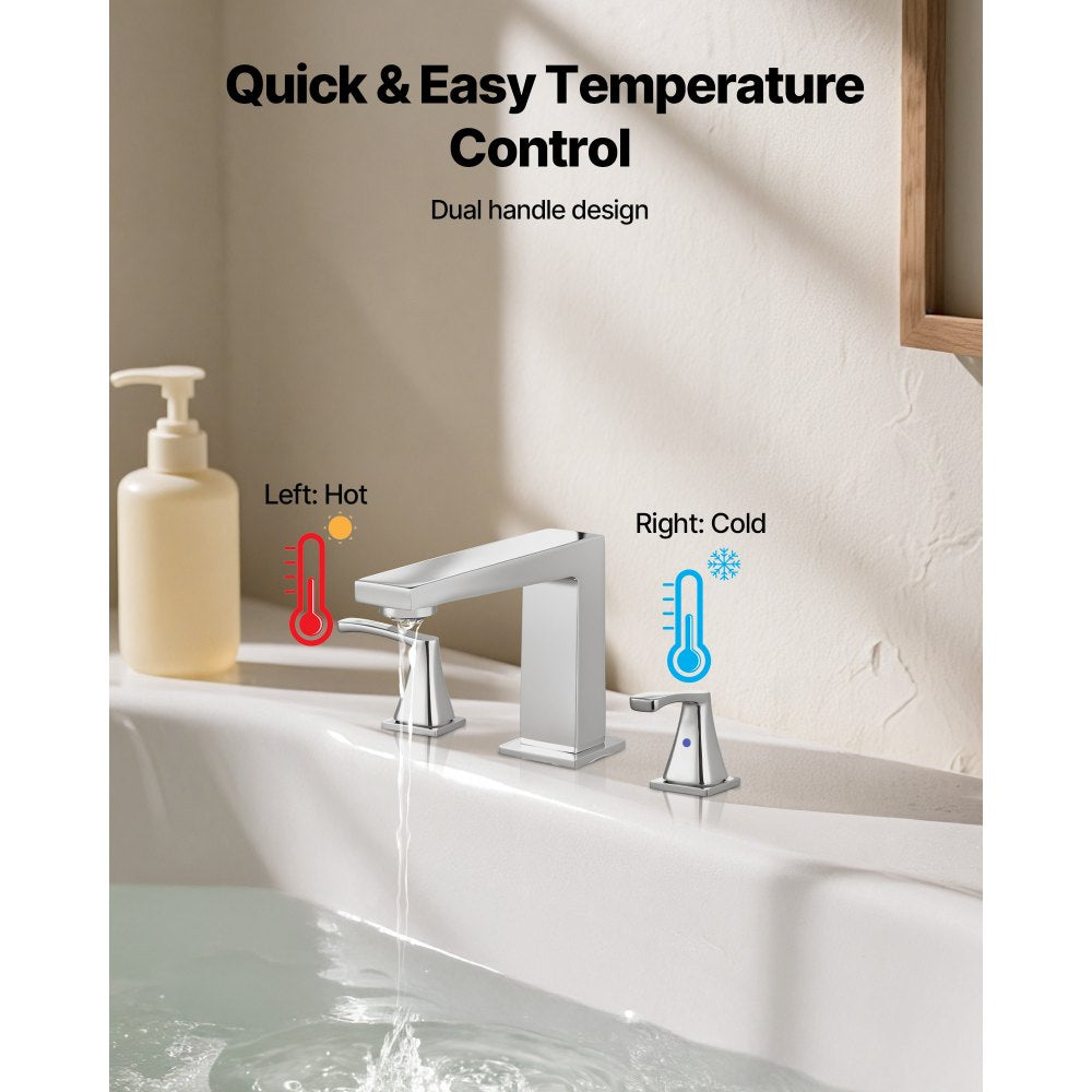 VEVOR Roman Tub Faucet, 3 Hole Waterfall Bathtub Faucet, Bath Tubs Faucets Set with 2 Handles, Roman Tub Faucets Deck Mount for Pet Washing, Baby Care, Adult Bathing, Silver, Right-Angle Tub Faucet