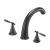 VEVOR Roman Tub Faucet, 3 Hole Waterfall Bathtub Faucet, Gooseneck Bath Tubs Faucets Set with 2 Handles, Roman Tub Faucets Deck Mount for Pet Washing, Adult Bathing, Bronze, Temperature Control