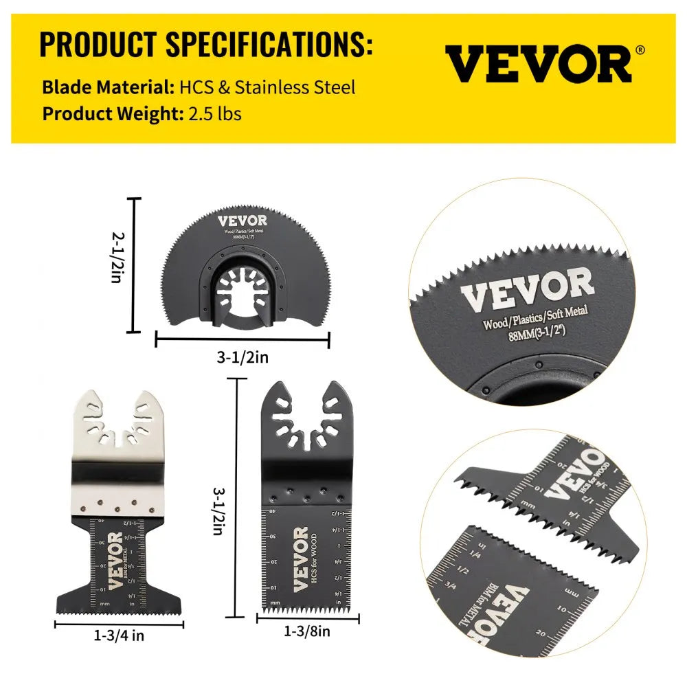 Vevor Oscillating Saw Blades 50-Pc Quick Release Multitool Blade Kit N – FactoryPure