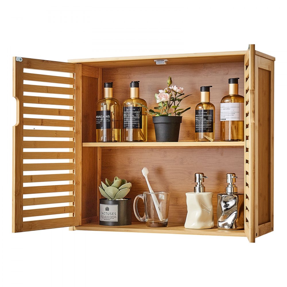 VEVOR Bathroom Wall Cabinet, 2 Doors and Adjustable Shelf with 3 Height Levels, Over the Toilet Storage Medicine Cabinet Wall Mounted, Hanging Organizer with Shelves for Laundry Room Kitchen Restroom