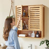 VEVOR Bathroom Wall Cabinet, 2 Doors and Adjustable Shelf, Over the Toilet Storage Medicine Cabinet Wall Mounted, Hanging Organizer with Shelves and Open Partition for Laundry Room Kitchen Restroom