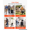 VEVOR Shopping Cart with Wheels Foldable Trolley Dolly for Groceries Black, 2-in-1 Rolling Utility Cart with Detachable Bag, Soft Foam Handle, Storage Compartments, Compact for Market Laundry Camping