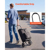 VEVOR Shopping Cart with Wheels Foldable Trolley Dolly for Groceries Black, 2-in-1 Rolling Utility Cart with Detachable Bag, Soft Foam Handle, Storage Compartments, Compact for Market Laundry Camping