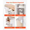 VEVOR Kitchen Island Cart, with Solid Wood Top and Storage Cabinet, Mobile Rolling Table with Drop Leaf, Drawers, Spice Towel Rack, Portable Islands on Swivel Wheels for Dining Room, 52in Width, White