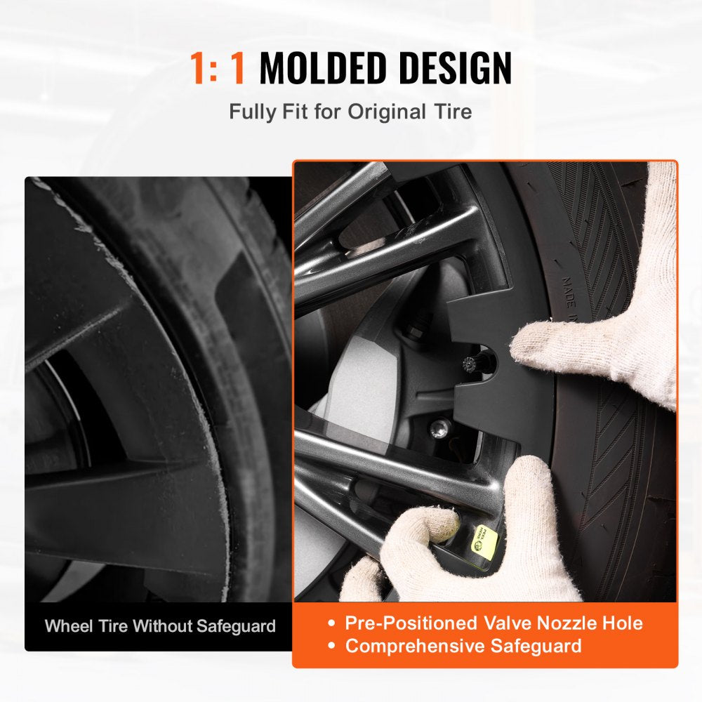 VEVOR Wheel Rim Cover Hubcaps, 20 in, Model Y Fully Fit Hubcap with Snap, Guard Tape & Valve Nozzle Hole, ABS & PC Hubcap with Upgraded Buckle, High Rigidity & Less Wind Drag, Fits for All Weather Use