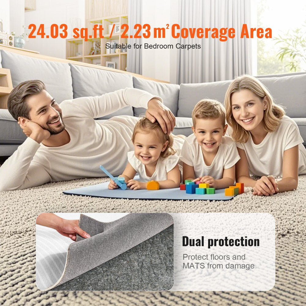VEVOR Non-Slip Resistant Rug Pad, Protective Cushioning Carpet Pad, 2'x8' (7.875' Actual), 1/4"Thick, Dual Surface, Polyester Felt + Latex, 1-2㎡ Area Carpet Padding Rug Cushion Safe for All Floors