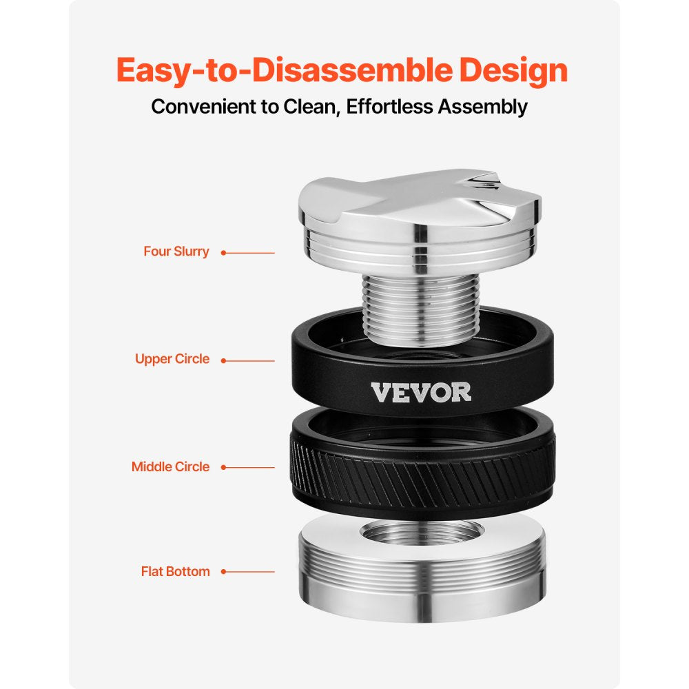 VEVOR Coffee Distributor 51mm, 2-in-1 Adjustable Espresso Distributor with Fan-Shaped Base, Coffee Distributor 304 Stainless Steel with Easy-to-Disassemble Design