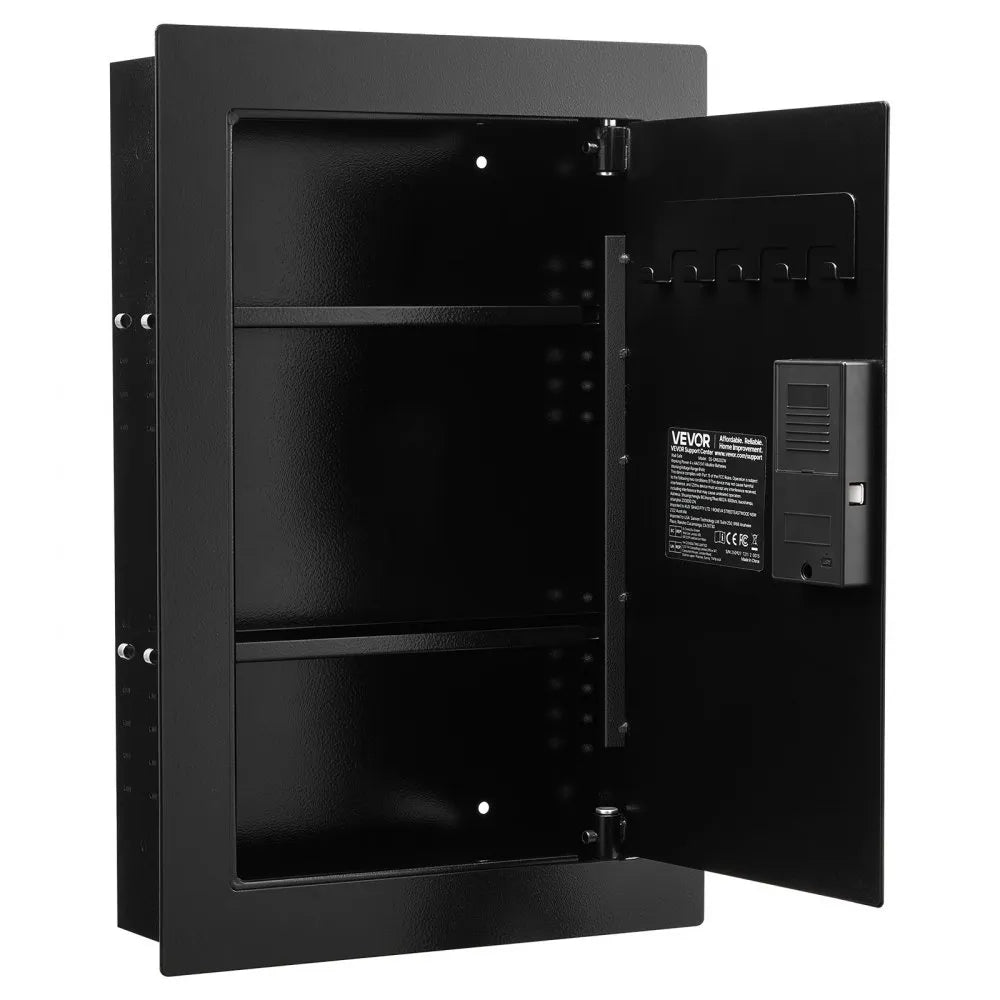 VEVOR Wall Safe, 3-Tier Hidden Wall Safe with Fingerprint, Password, Key & Turning Knob, Q235 Cold-Rolled Steel In-Wall Box with Adjustable Shelves & Key Holders for Money, Jewelry, Passport, Document