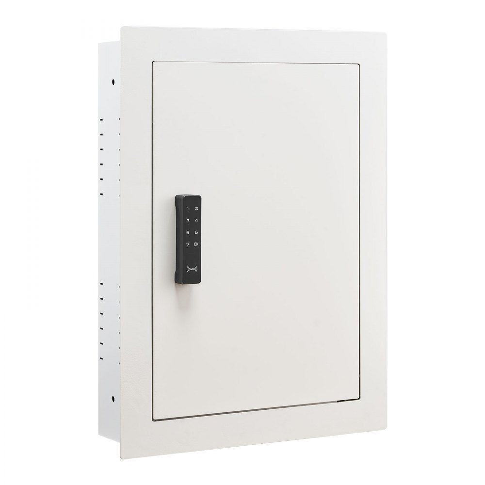 VEVOR 0.83 sq.ft Wall Safe, 3-Tier Hidden Wall Safe with Password, Key & Turning Knob, Q235 Cold-Rolled Steel In-Wall Box with Adjustable Shelves & Mounting Holes for Money, Jewelry, Passport, White