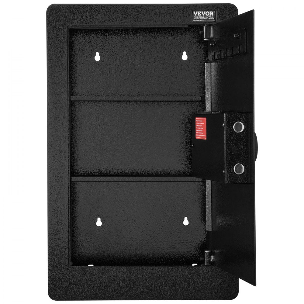 VEVOR 25.59" Tall Wall Safe, 3-Tier Hidden Wall Safe with Keypad, 3 Removable Shelves & 6 Key Holders, Q235 Cold-Rolled Steel In Wall Safe with LED Light & Vibration Alarm for Money, Jewelry, Passport