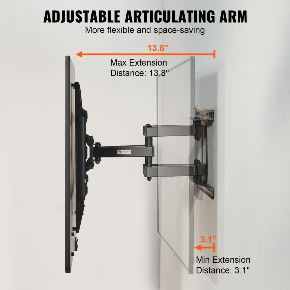 VEVOR Full Motion TV Mount Fits for Most 37-75 inch TVs, Swivel Tilt Horizontal Adjustment TV Wall Mount Bracket with 4 Articulating Arms, Max VESA 600x400mm, Holds up to 132 lbs