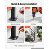 VEVOR Handrails for Outdoor Steps, 2-3 Step Stair Hand Rail Kit, Black, Flat Tube Stair Rails with Crossbar, for Seniors, Concrete Steps, Porch & Deck, Galvanized Steel Railings w/ Installation Kit