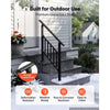 VEVOR Handrails for Outdoor Steps, 2-3 Step Stair Hand Rail Kit, Black, Flat Tube Stair Rails with Crossbar, for Seniors, Concrete Steps, Porch & Deck, Galvanized Steel Railings w/ Installation Kit
