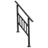 VEVOR Handrails for Outdoor Steps, 2-3 Step Stair Hand Rail Kit, Black, Flat Tube Stair Rails with Crossbar, for Seniors, Concrete Steps, Porch & Deck, Galvanized Steel Railings w/ Installation Kit