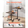 VEVOR Standing Desk, Adjustable Height Mobile Stand Up Desk with Tilting Desktop, 28.2 x 20.7 in Small Computer Sit Stand Workstation, 33 lbs Capacity, Foot Pedal Pneumatic Lift for Home, Office