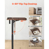 VEVOR Standing Desk, Adjustable Height Mobile Stand Up Desk with Tilting Desktop, 28.2 x 20.7 in Small Computer Sit Stand Workstation, 33 lbs Capacity, Foot Pedal Pneumatic Lift for Home, Office
