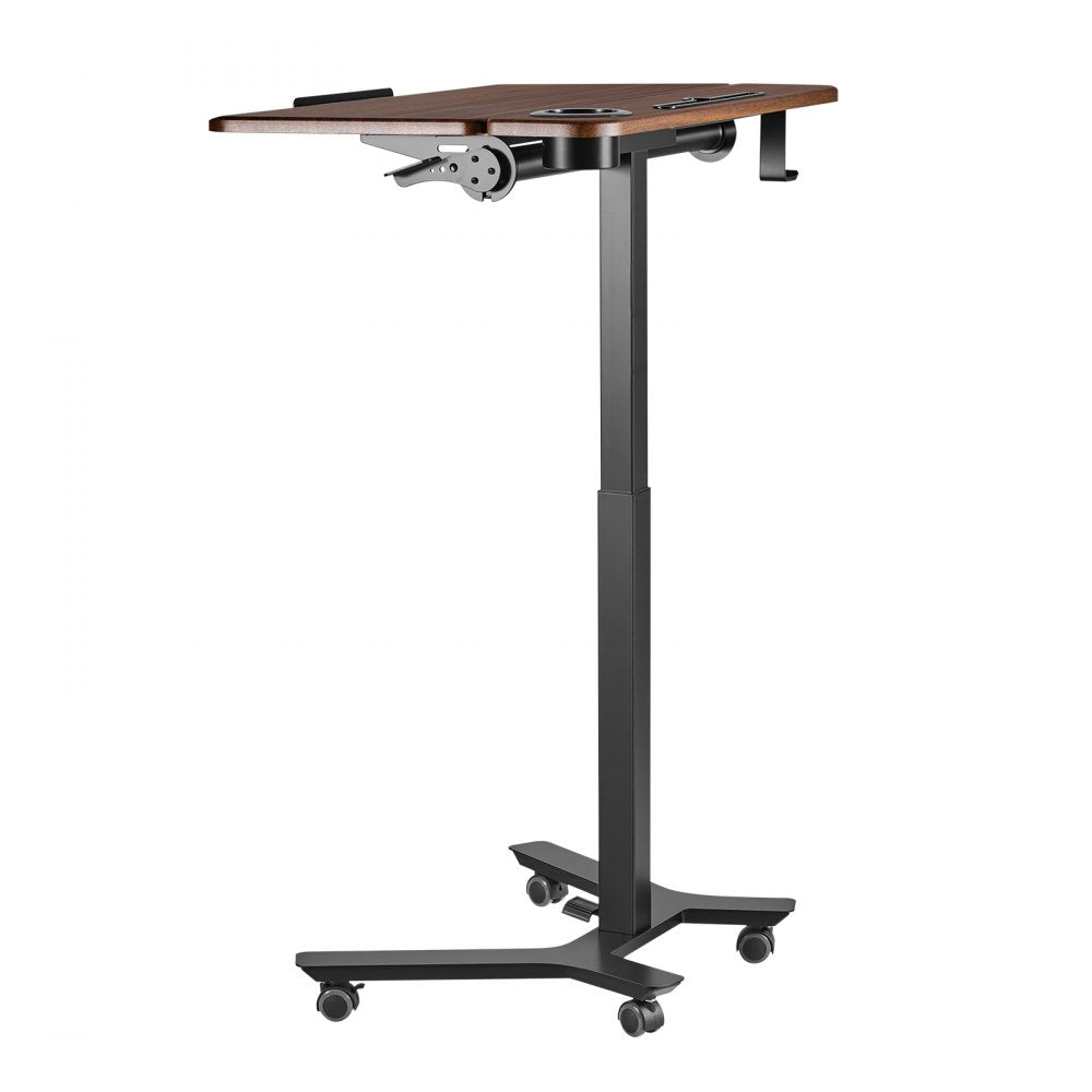 VEVOR Standing Desk, Adjustable Height Mobile Stand Up Desk with Tilting Desktop, 28.2 x 20.7 in Small Computer Sit Stand Workstation, 33 lbs Capacity, Foot Pedal Pneumatic Lift for Home, Office