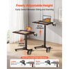 VEVOR Standing Desk, Adjustable Height Mobile Stand Up Desk w/ Casters, 28.2 x 20.5 in Small Computer Sit Stand Rolling Workstation w/ Hook, 33 lbs Capacity, Foot Pedal Pneumatic Lift for Home Office