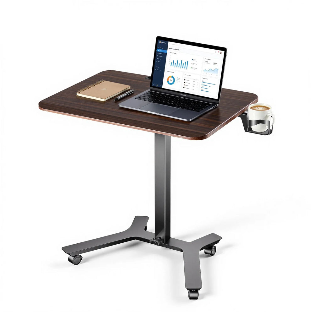 VEVOR Standing Desk, Adjustable Height Mobile Stand Up Desk w/ Casters, 28.2 x 20.5 in Small Computer Sit Stand Rolling Workstation w/ Hook, 33 lbs Capacity, Foot Pedal Pneumatic Lift for Home Office